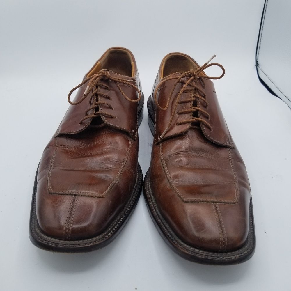 Mens Oxford shoes 9.5 Cole Haan Wooden Soles Brown Lace Up lacers Italy - Picture 10 of 14